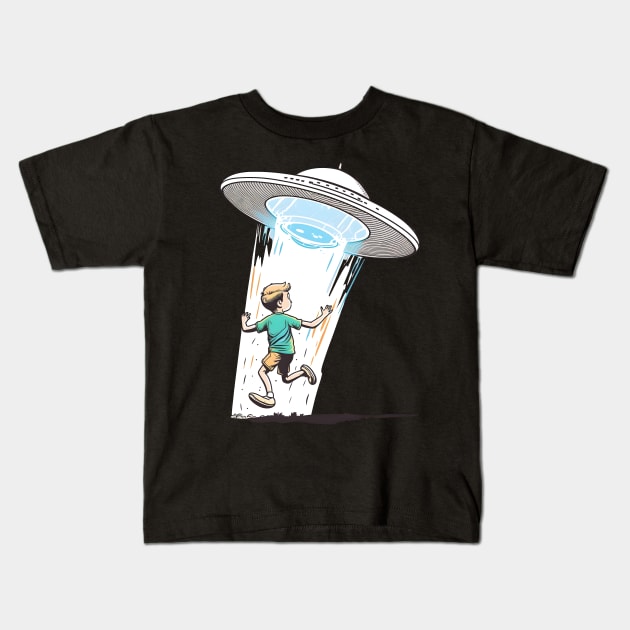 I Want to Be Leaving - Ride on a flying saucer Kids T-Shirt by SergioCoelho_Arts